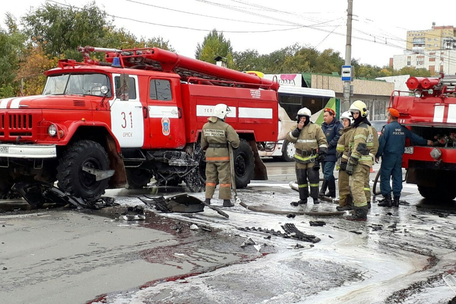 Пожарная машина разбилась