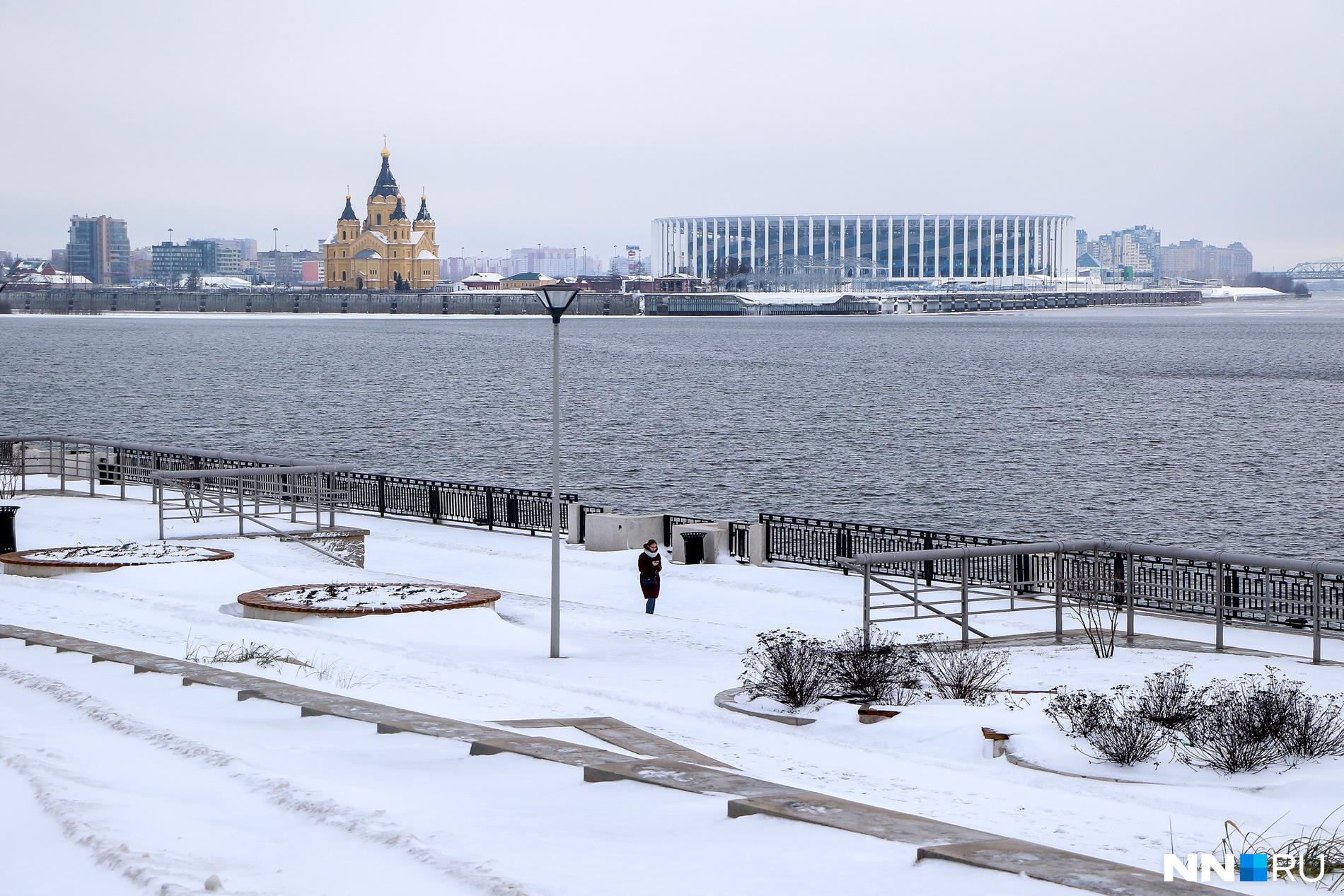 Нижневолжская набережная Нижний Новгород зимой