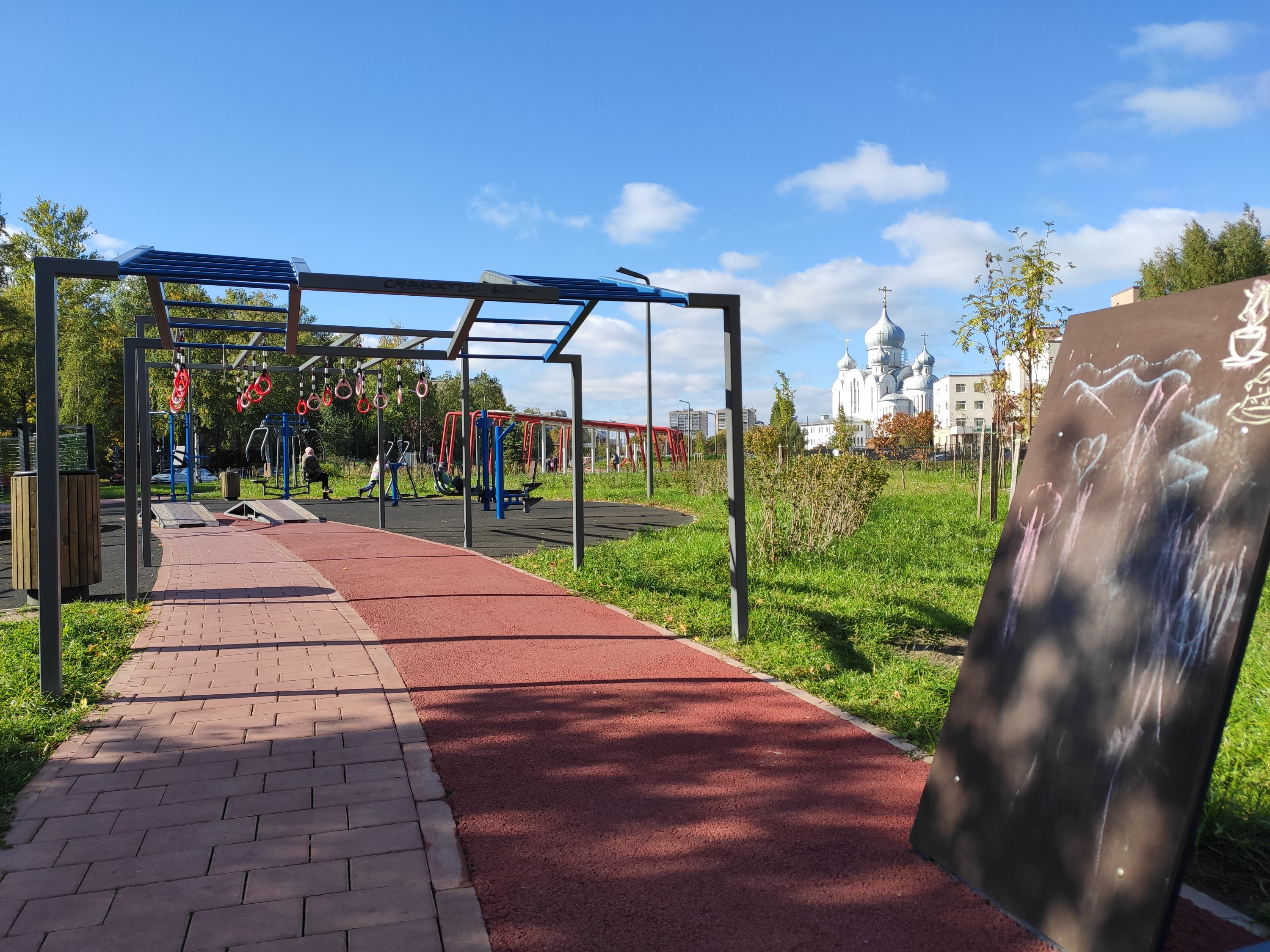 Детская площадка рядом с научным центром реабилитации инвалидов им. Г.А. Альбрехта доступна для детей с ограниченными возможностями.