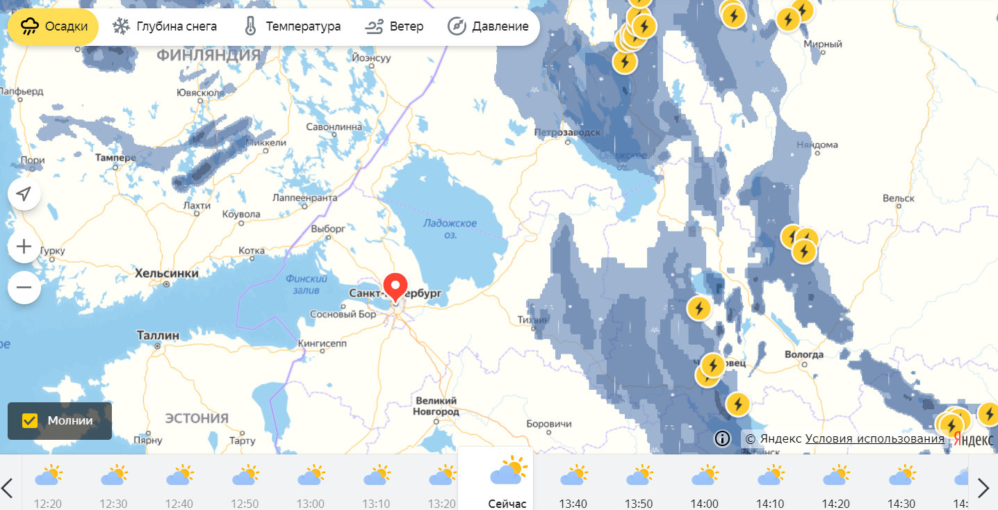 Карта гроз онлайн спб