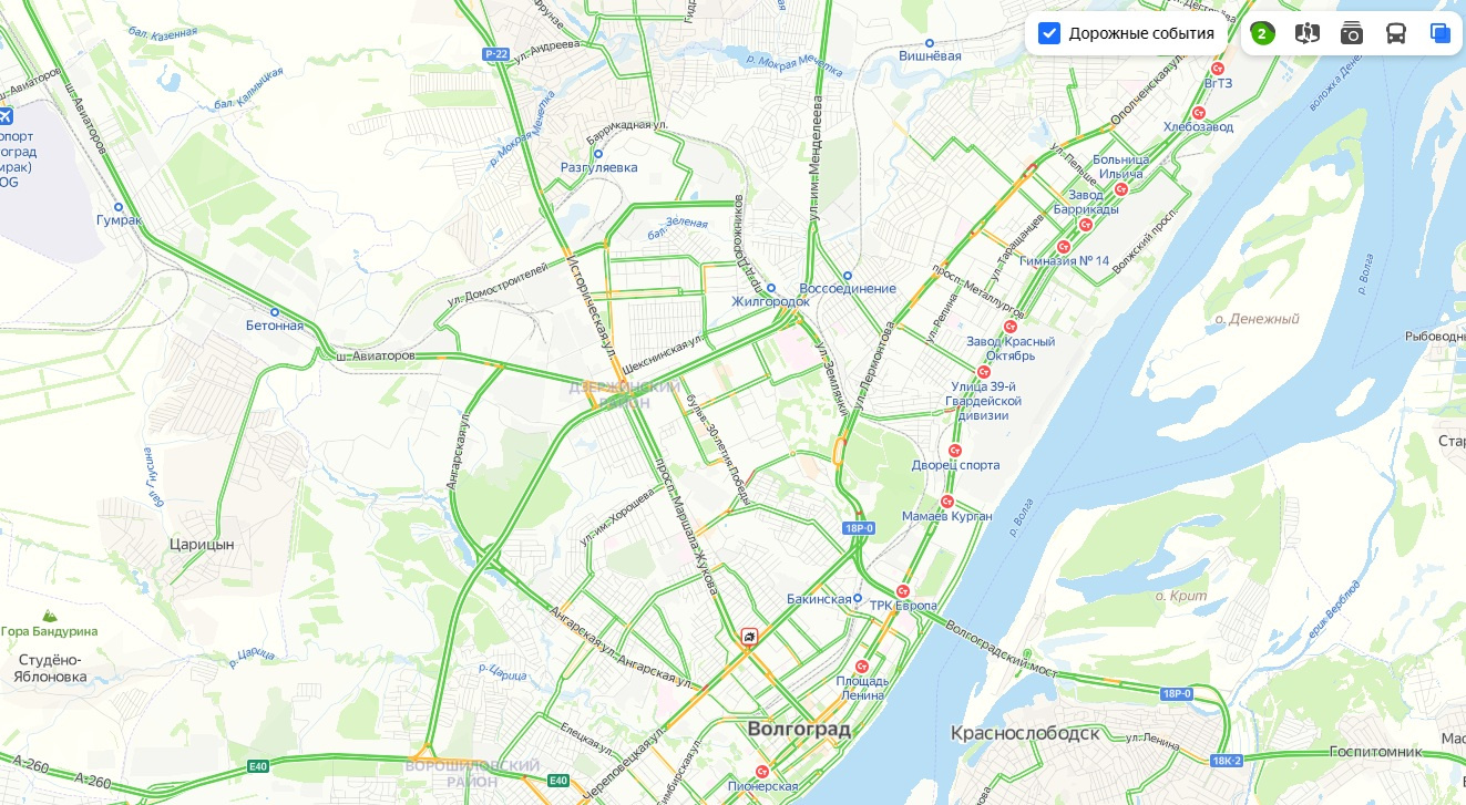 Волгоград пробки на дорогах сейчас карта