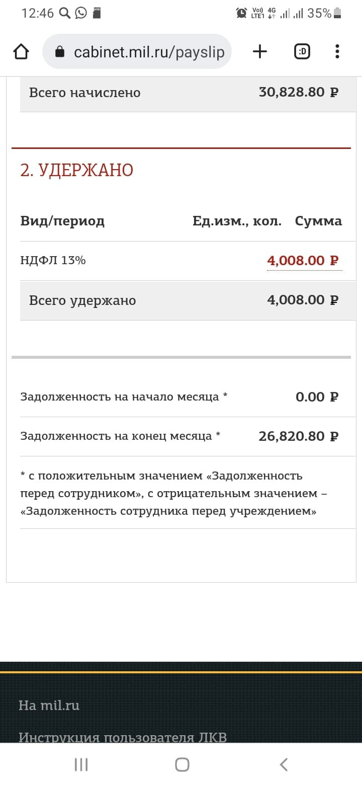 Министерство обороны, судя по личному кабинету Александра З., должно заплатить ему за ноябрь менее 30 тысяч рублей
