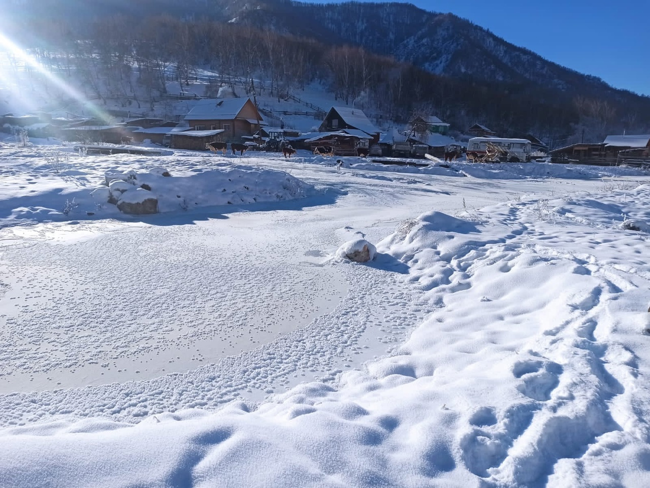 Зимнее наводнение Алтай