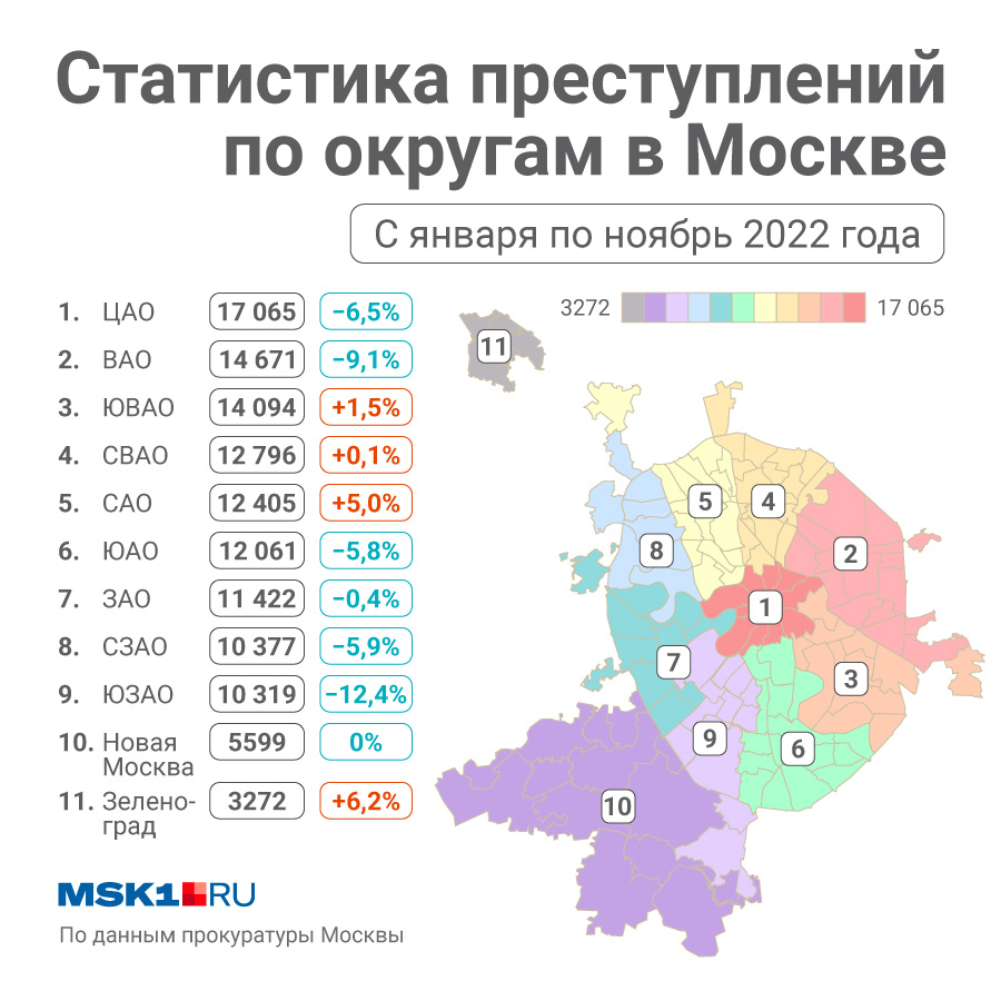 Карта преступности районов москвы