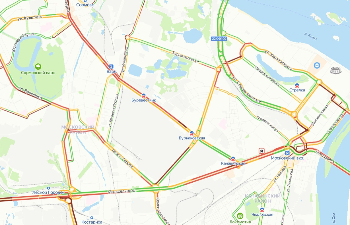 Пробки нижний новгород сейчас онлайн карта