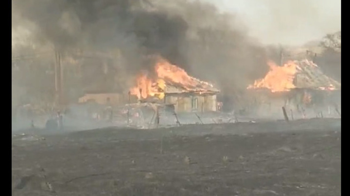Пять домов сгорели из-за пала травы в Кузбассе — соцсети