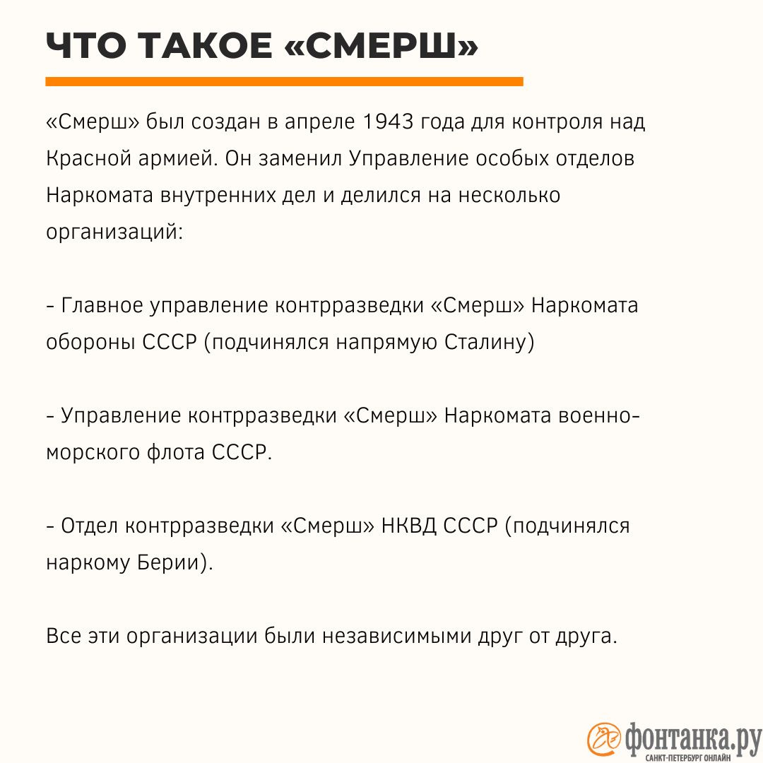 Что такое «Смерш»: чем он занимался, когда был создан - 10 января 2023 -  ФОНТАНКА.ру