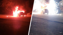 «Хонда-Цивик» сгорела ночью в Ленинском районе — пожар попал на видео