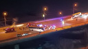 На Димитровском мосту в Новосибирске произошло массовое ДТП с автобусом