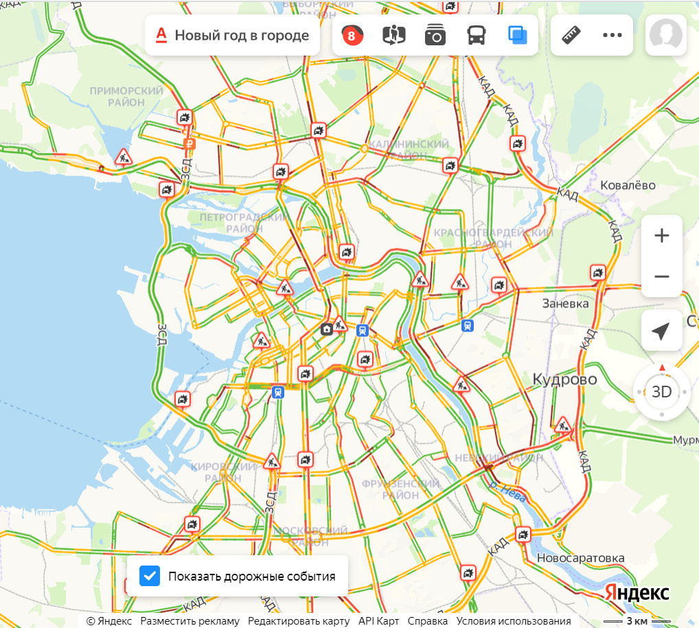 Карта питера пробки