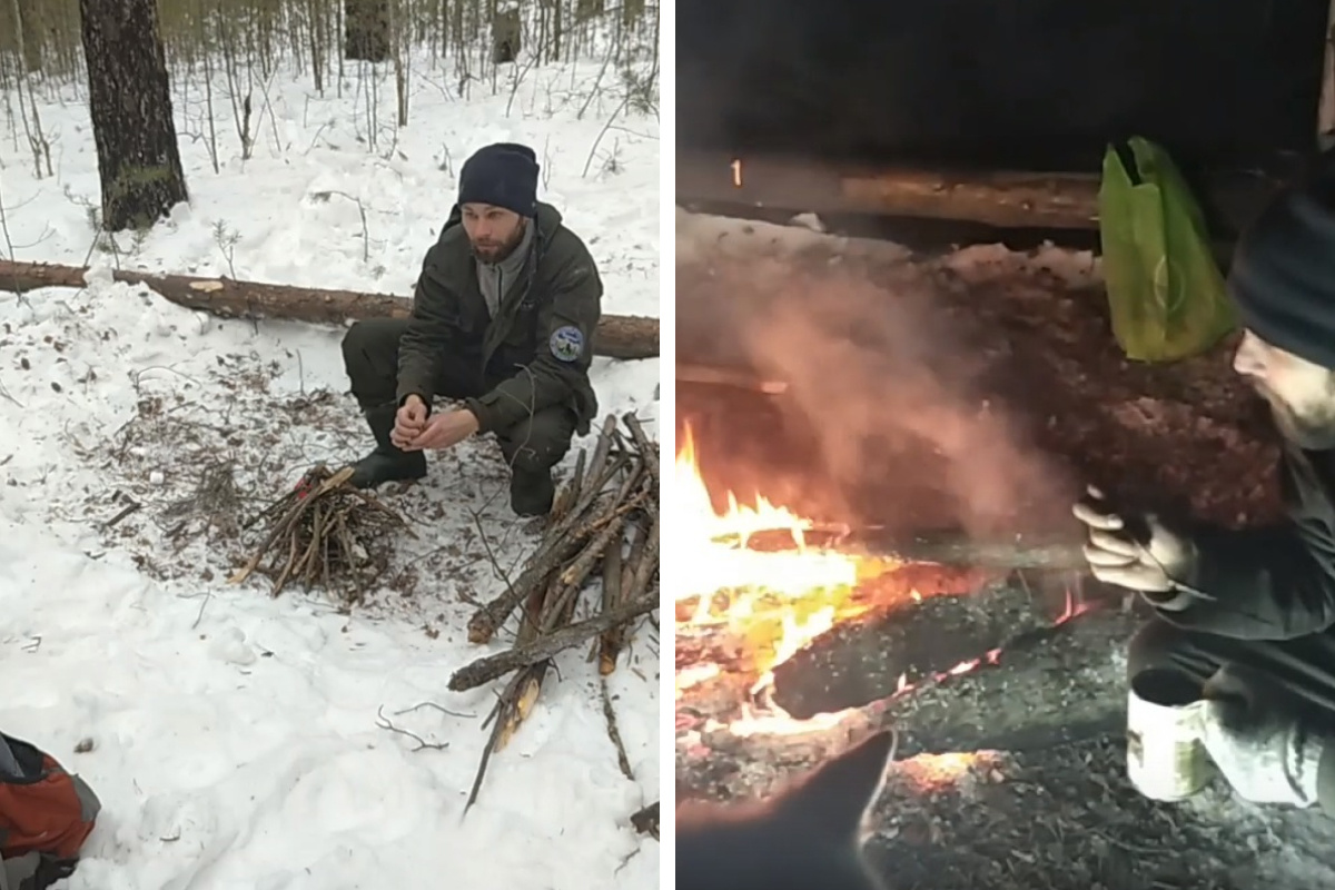 Люди ушедшие жить в лес. Нож для выживания в лесу зимой.