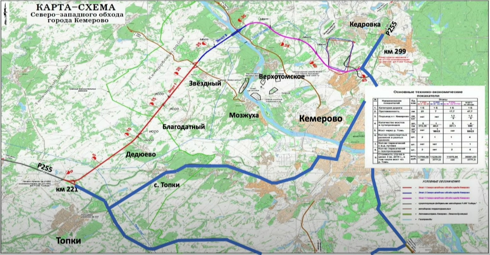 Схема дороги в обход Кемерова