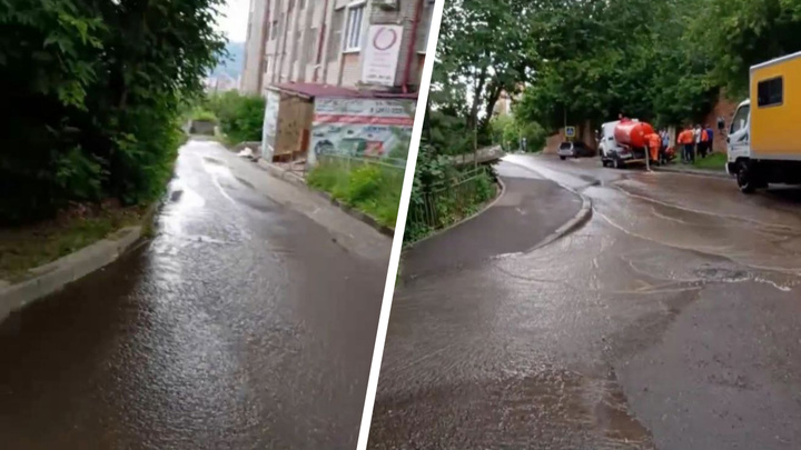 Красноярка пожаловалась на «КрасКом». Рабочие сливали воду на дорогу, она текла в частный сектор