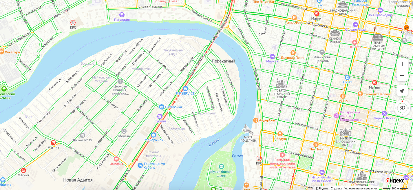 Краснодар тургеневский мост карта