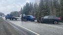 В Прикамье ДТП с двумя иномарками парализовало движение по трассе