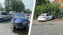 Вылетел в ограждение: в Новосибирске столкнулись Hyundai Solaris и Nissan Tiida — пострадали пять человек
