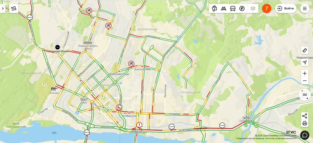 2 гис новосибирск онлайн карта пробки