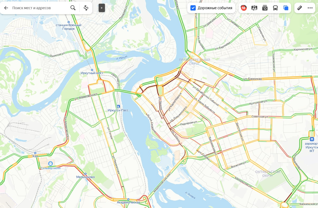 Карта пробок иркутск онлайн