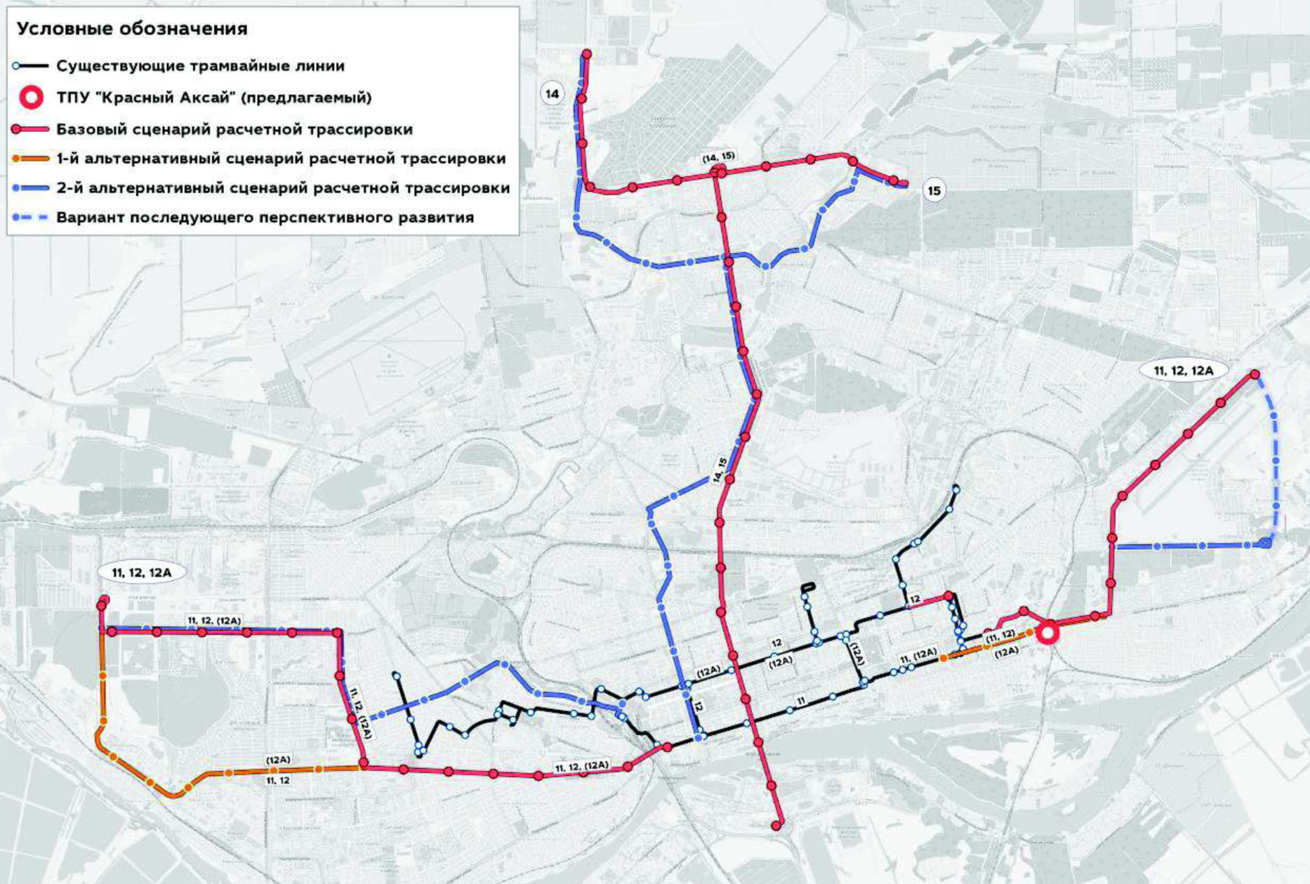 План трамвайной линии краснодар