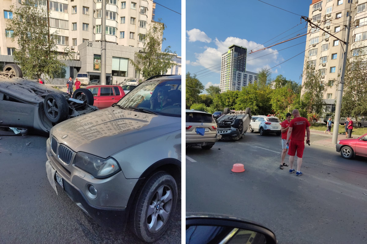 В новосибирске перевернулся автомобиль