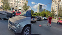 Около Нарымского сквера перевернулся автомобиль — после ДТП образовалась пробка
