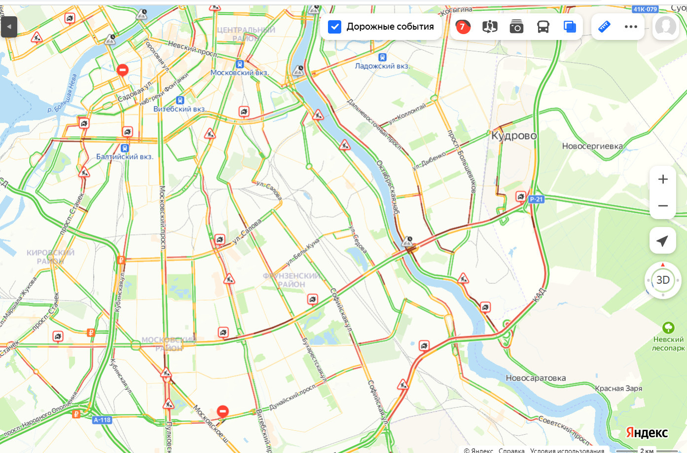 Карта спб для водителей