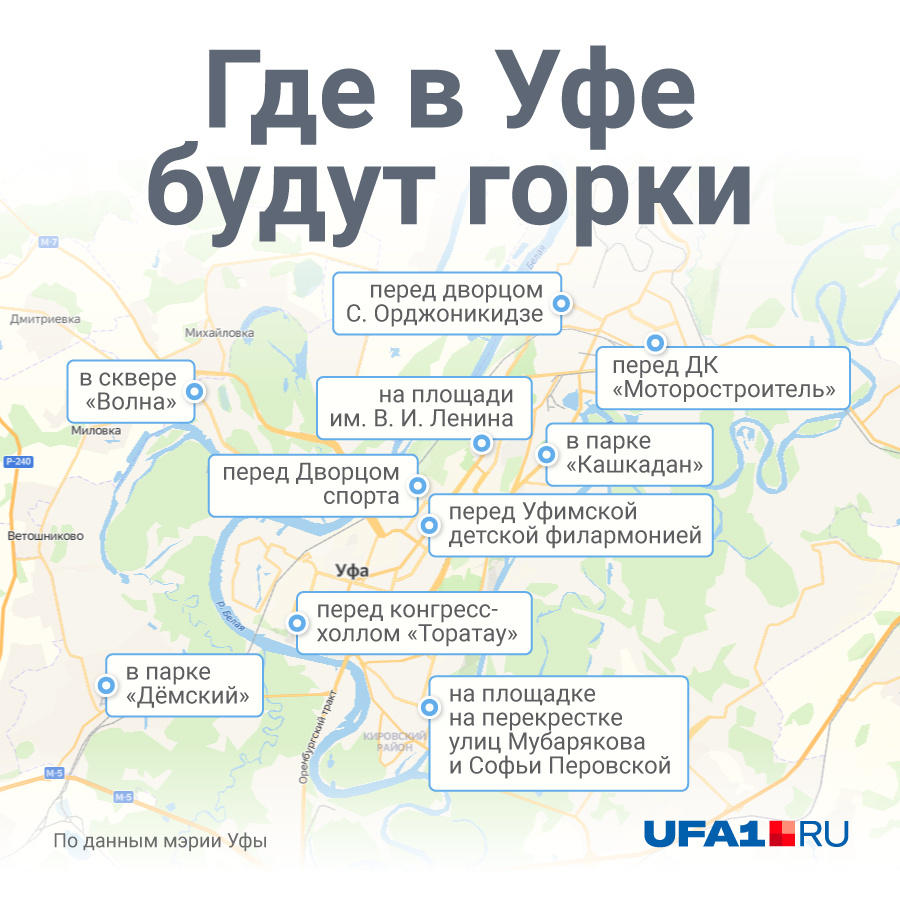 Карта горок Уфы