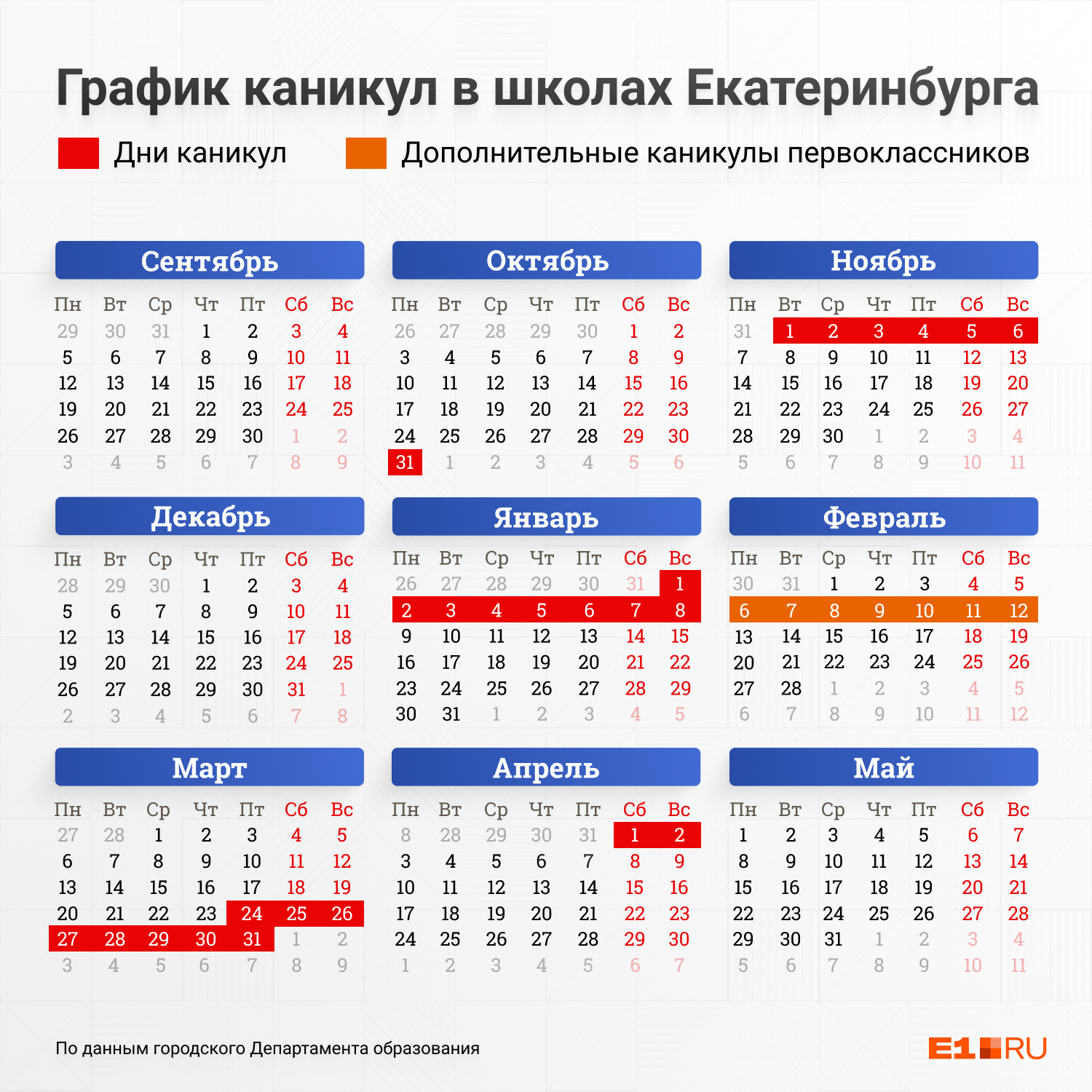 Когда будут отдыхать школьники в Екатеринбурге: график каникул на 2022–2023  учебный год - 14 сентября 2022 - e1.ru