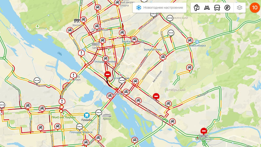 Пробки в новосибирске на данный момент карта