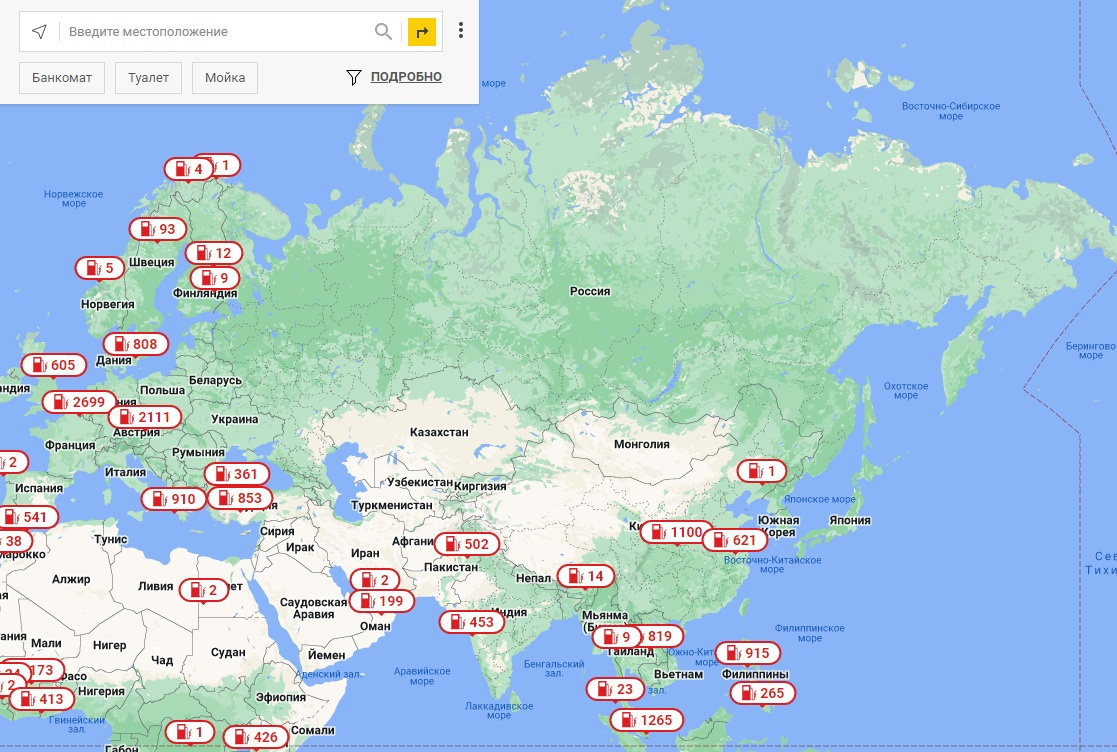 Карта заправок shell по россии