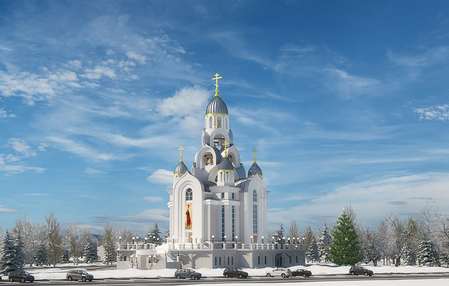Визуализация Александро-Невского храма, который стоит на почти <nobr class="_">7-метровом</nobr> стилобате, представленная на сайте храма