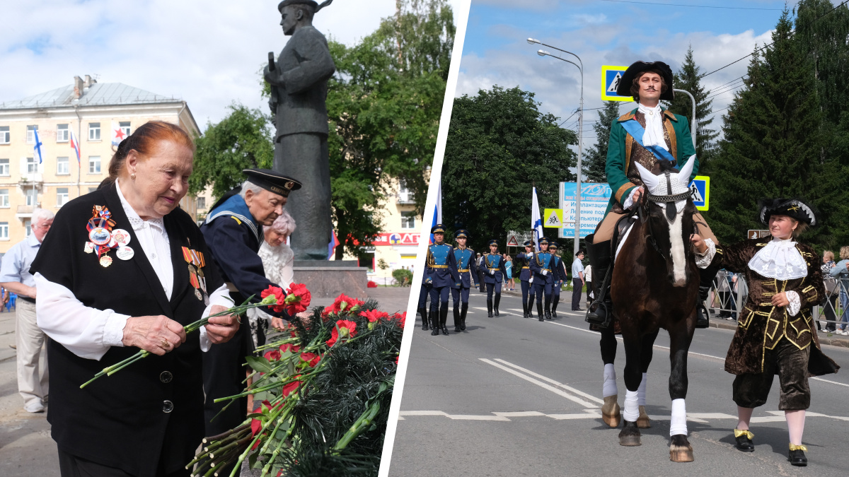 Возложение цветов, шествие с оркестром и Петр I на коне: как Архангельск отмечает День ВМФ