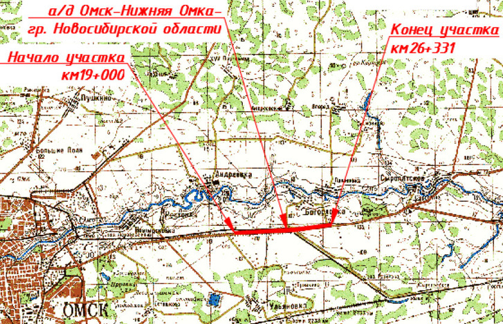Участок находится между селами Андреевка и Богословка