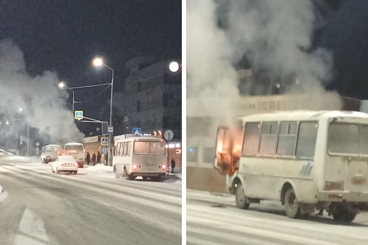 Уральцев развеселил горящий с утра на остановке автобус. Видео