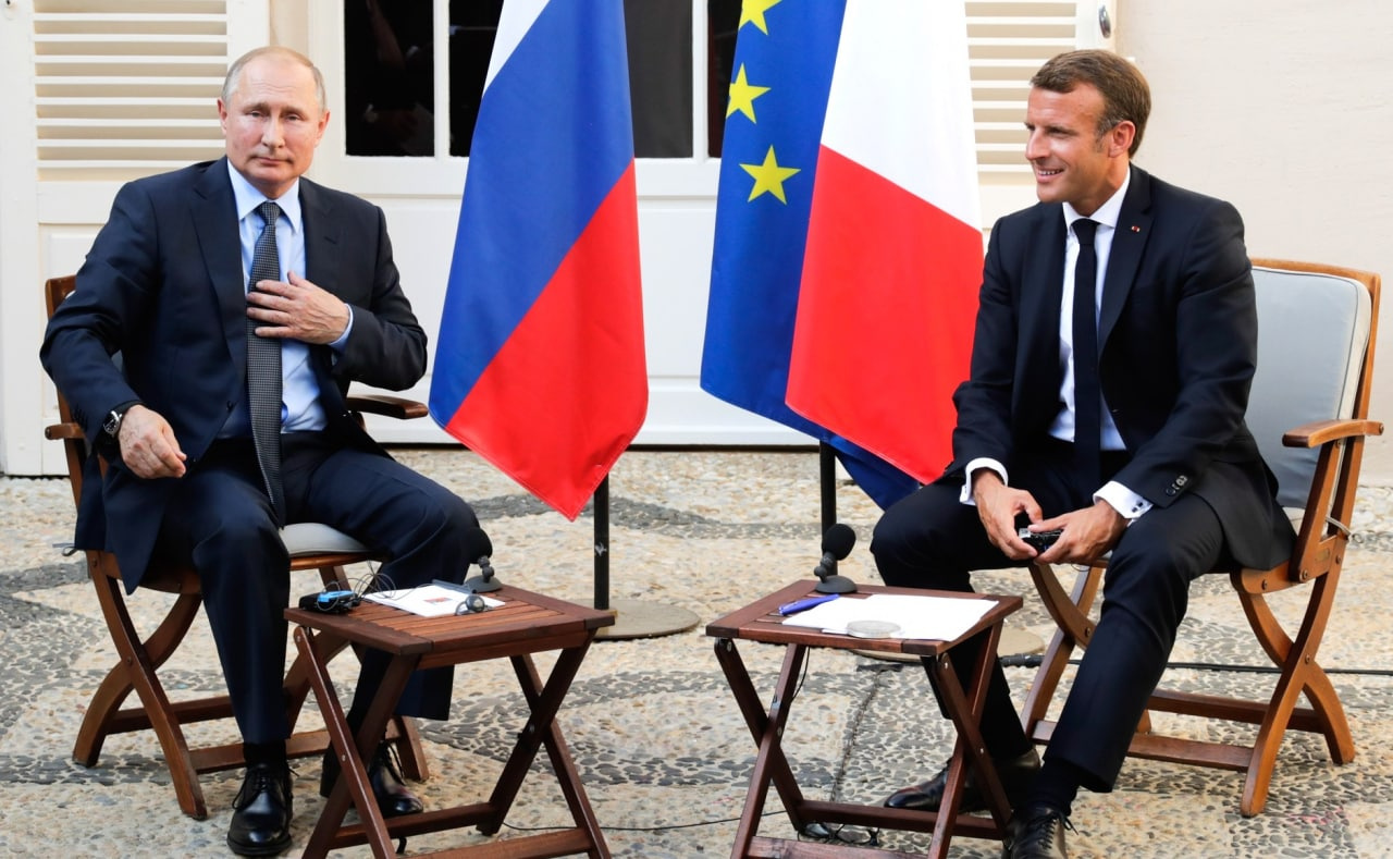 Одна из встреч Владимира Путина и Эммануэля Макрона. Фото с сайта Кремля
