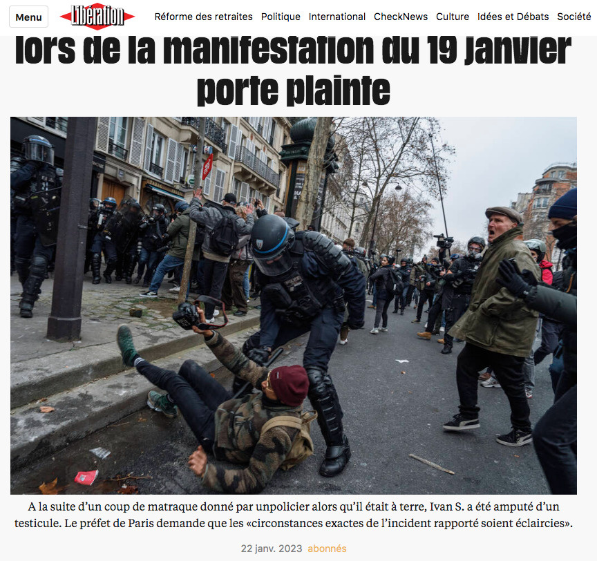 Без яичка остался 26-летний француз после встречи с полицией Парижа на митинге
