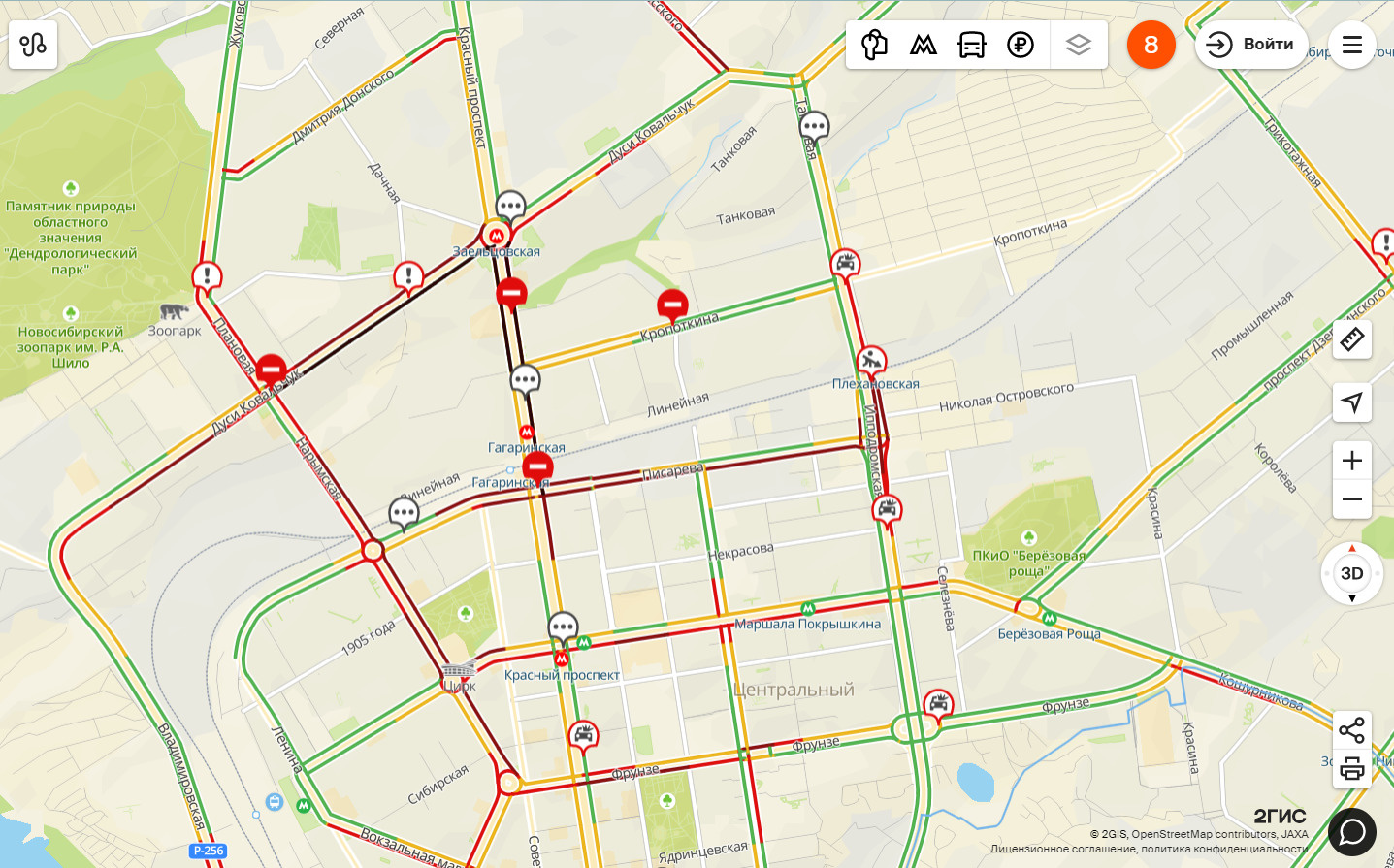 Карта новосибирска 2гис пробки