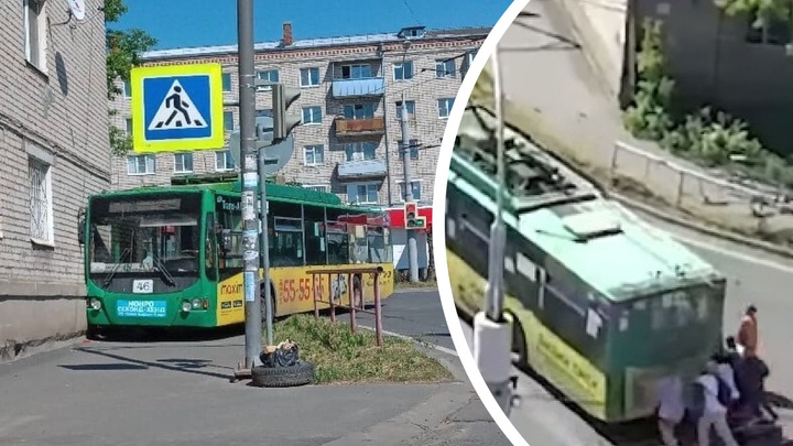Прохожие подтолкнули: в Рыбинске троллейбус въехал в дом