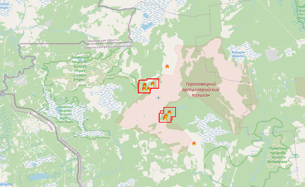 Пожары в нижегородской области карта