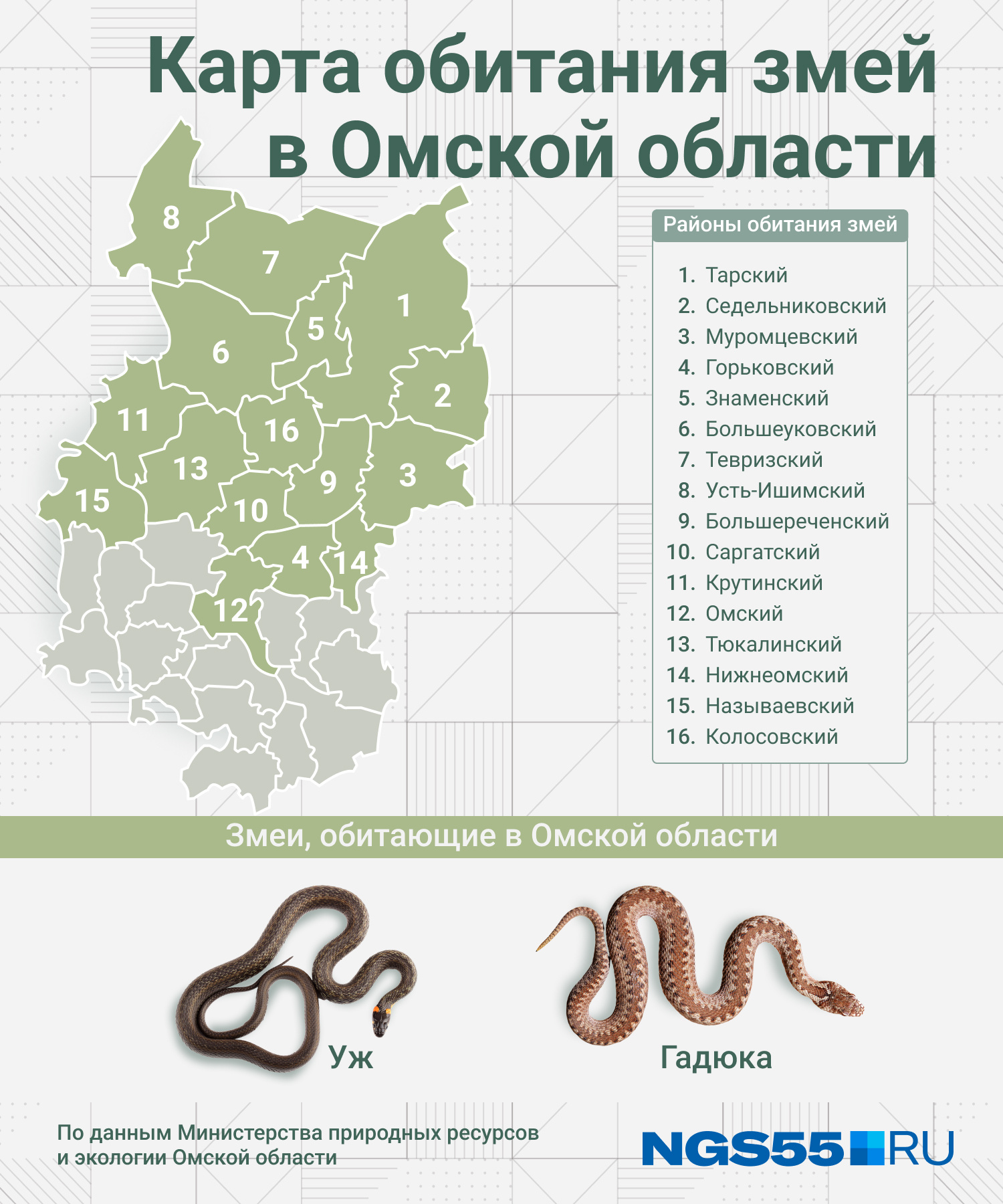 Карта обитания гадюк в подмосковье