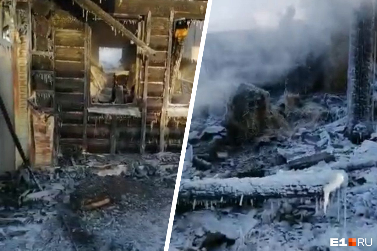 В поселке на Урале семья осталась без дома из-за пожара
