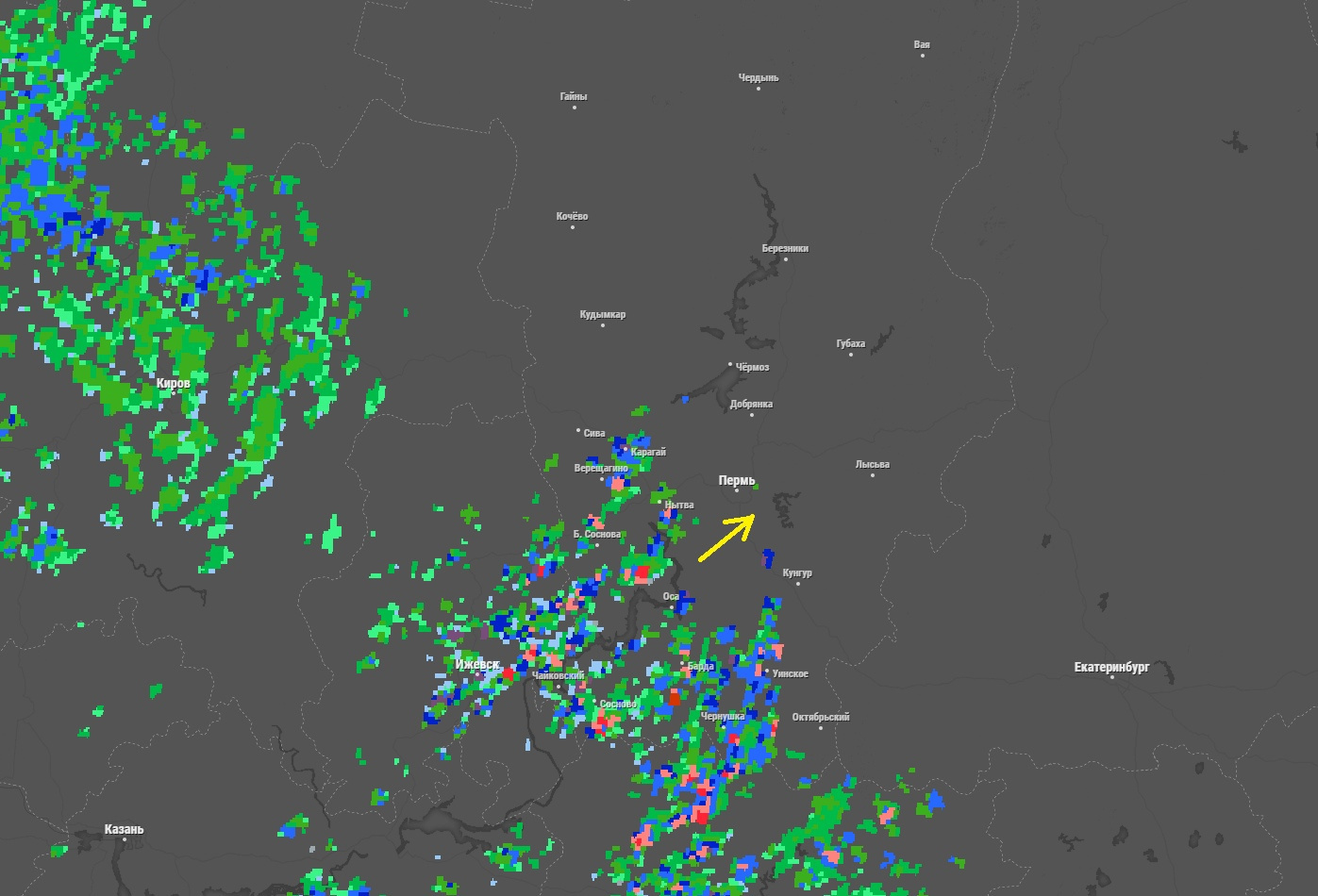 Дождь на карте пермь