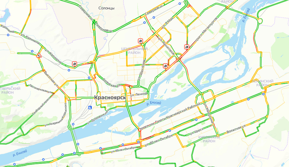Пробки в красноярске сейчас онлайн карта
