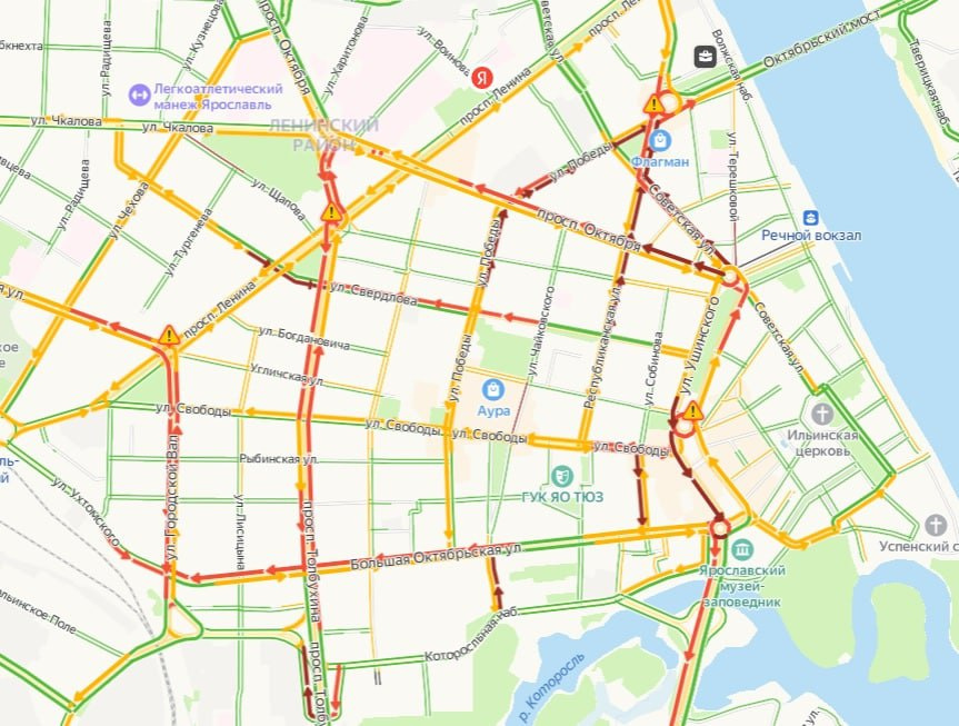 Карта пробки ярославль сейчас онлайн