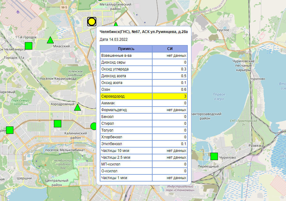 Карта воздуха челябинск
