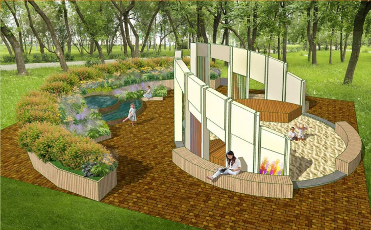 Этот сад «Солнце в ладонях» дизайнеров Марины Мурзиной и Ольги Стуловой появится у общеобразовательной школы <nobr class="_">№ 165</nobr>