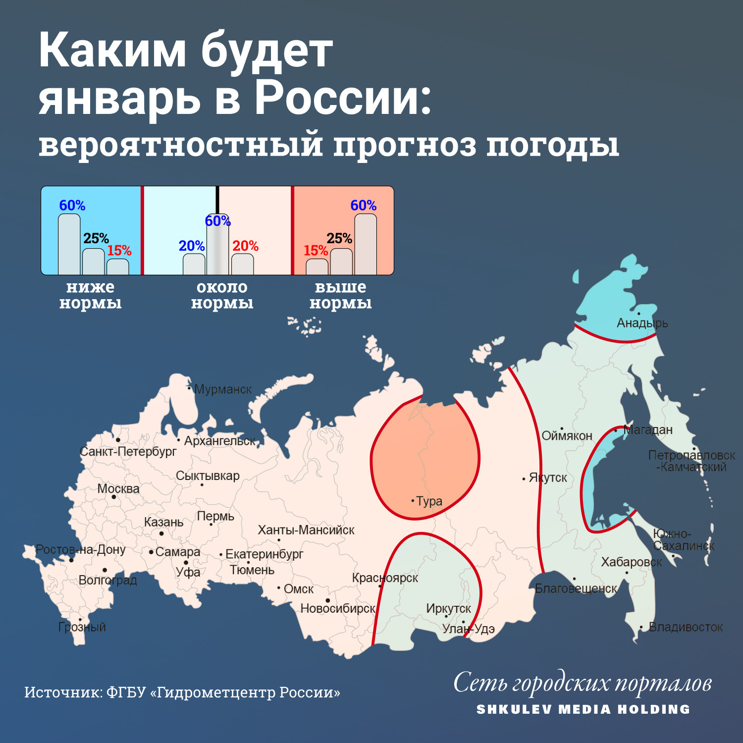 В январе почти по всей России температура будет в пределах нормы В январе почти по всей России температура будет в пределах нормы