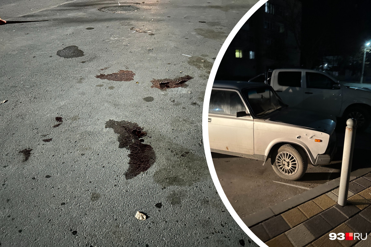 Кровь на месте убийства Михаила и простреленная машина там же