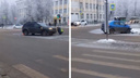 На перекрестке в Архангельске жестко столкнулись две иномарки: видео с места ДТП