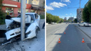 «Водитель не справился с управлением»: Toyota Chaser врезалась в столб на Владимировской
